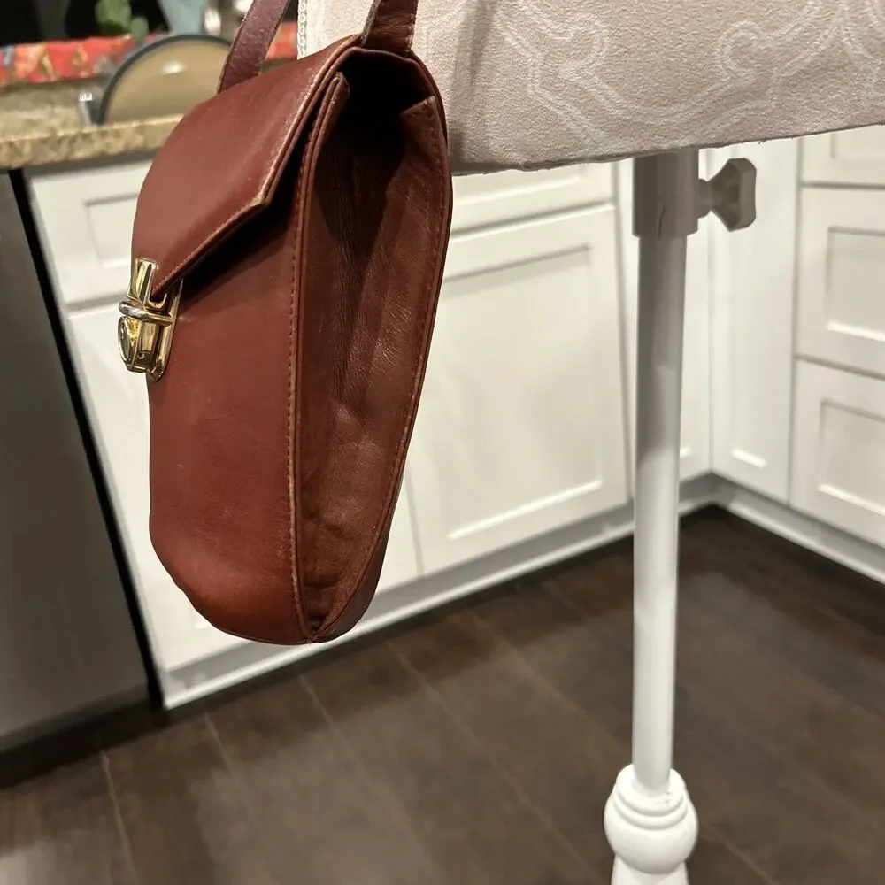 Cole Haan Brown Crossbody Bag Bucket Flap Clasp Limited Edition - Picture 3 of 16